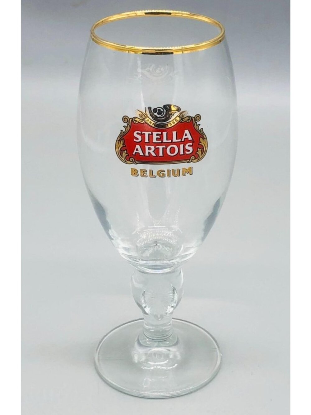 Stella Artois Belgium Stemmed Beer Glassware Clear Stem Length 2" Height 8" READ